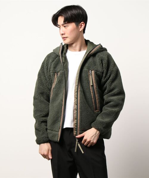 HOUSTON(ヒューストン)の「【HOUSTON】WP BOA HOOD JACKET(パーカー・メンズ・ブラウン/グレー/オリーブ・LARGE/X-LARGE/MEDIUM)」の3枚目の写真