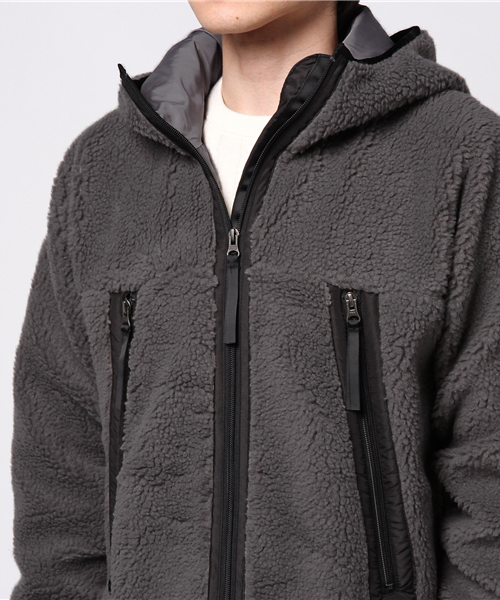 HOUSTON(ヒューストン)の「【HOUSTON】WP BOA HOOD JACKET(パーカー・メンズ・ブラウン/グレー/オリーブ・LARGE/X-LARGE/MEDIUM)」の7枚目の写真