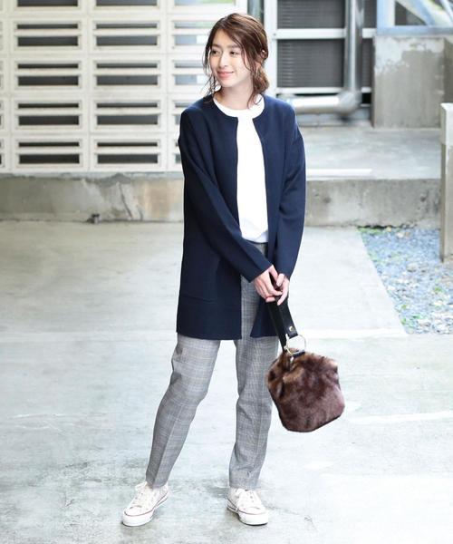 BEAUTY&YOUTH UNITED ARROWS（ビューティーアンドユースユナイテッドアローズ）の「BY TR9分丈トラウザー ◆（スラックス・レディース・ブラック/オフホワイト/その他1・LARGE/MEDIUM/SMALL）」の4枚目の写真