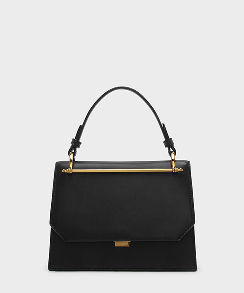 CHARLES & KEITH（チャールズ & キース）の「ストラクチャーハンドバッグ/STRUCTURED HANDBAG（ハンドバッグ・レディース・ブラック/バーガンディー・S）」の2枚目の写真