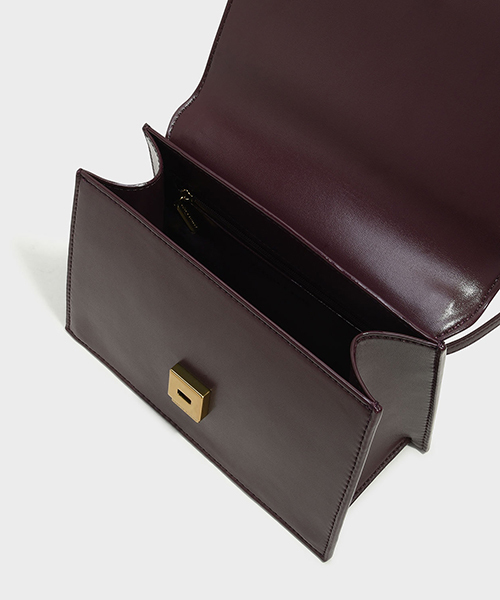 CHARLES & KEITH（チャールズ & キース）の「ストラクチャーハンドバッグ/STRUCTURED HANDBAG（ハンドバッグ・レディース・ブラック/バーガンディー・S）」の11枚目の写真
