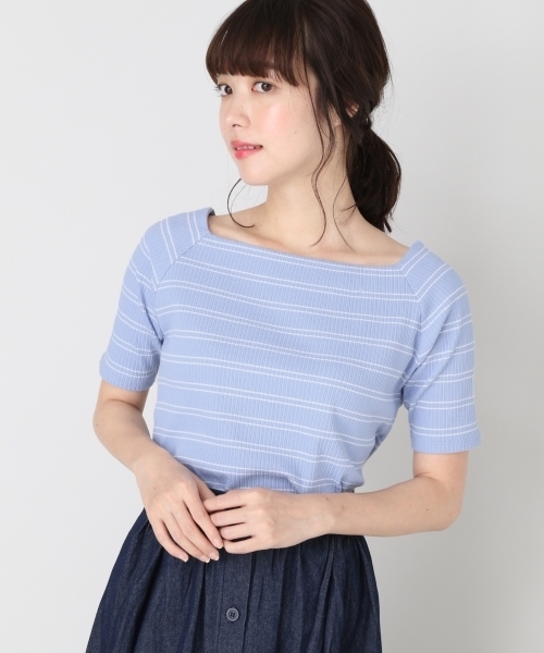 LOWRYS FARM（ローリーズファーム）の「リブスクエア／ＳＳ　784512 （Tシャツ/カットソー・レディース・グレー/オフホワイト/ホワイト×ブラック/レッド/ブラック/ブルー/ブラック系その他/ブルー系その他/オレンジ系その他・LARGE/MEDIUM）」の8枚目の写真