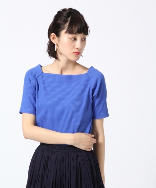 LOWRYS FARM（ローリーズファーム）の「リブスクエア／ＳＳ　784512 （Tシャツ/カットソー・レディース・グレー/オフホワイト/ホワイト×ブラック/レッド/ブラック/ブルー/ブラック系その他/ブルー系その他/オレンジ系その他・LARGE/MEDIUM）」の7枚目の写真