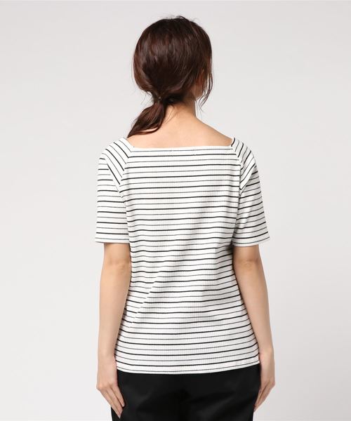 LOWRYS FARM（ローリーズファーム）の「リブスクエア／ＳＳ　784512 （Tシャツ/カットソー・レディース・グレー/オフホワイト/ホワイト×ブラック/レッド/ブラック/ブルー/ブラック系その他/ブルー系その他/オレンジ系その他・LARGE/MEDIUM）」の11枚目の写真