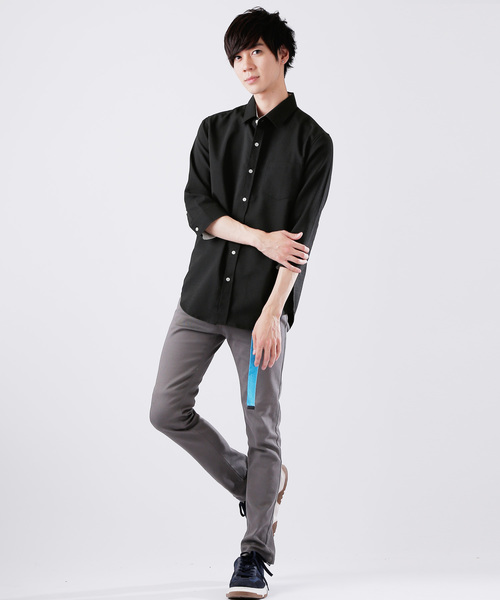 MONO-MART（モノマート）の「7分袖ストレッチシアサッカーシャツ(LINEN COTTON fabric)（シャツ/ブラウス・メンズ・ホワイト/ブラック/ネイビー/ストライプ・M/L）」の14枚目の写真