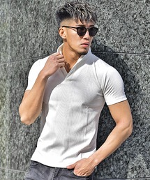 半袖＆7分袖ポロシャツ メンズ 襟ワイヤーポロシャツ ホワイト系 シャツ 春服