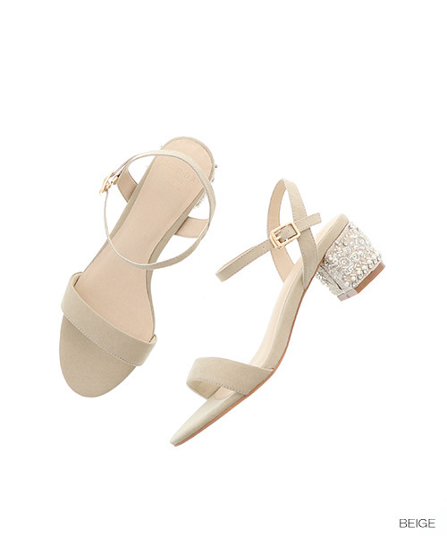 RANDA（ランダ）の「ヒールビジューサンダル（サンダル・レディース・ブラック/ベージュ/ブルー・LL/S/M/L）」の3枚目の写真