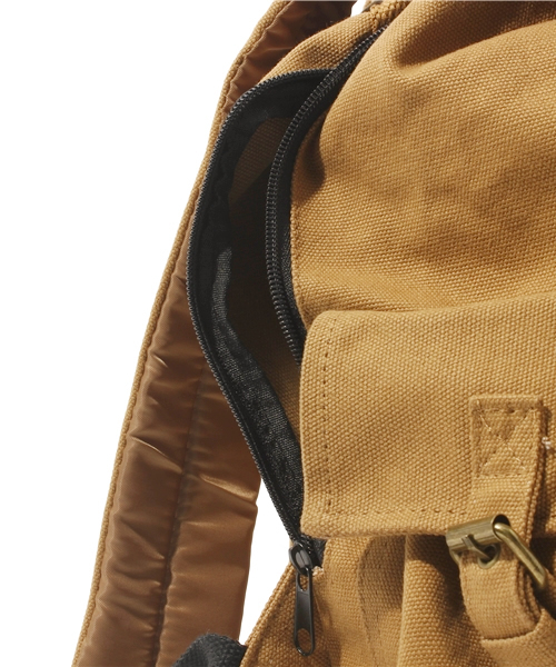 WEGO(ウィゴー)の「WEGO/キャンバスフラップリュック(バックパック/リュック・メンズ・ブラック/キャメル・FREE)」の8枚目の写真