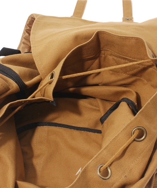 WEGO(ウィゴー)の「WEGO/キャンバスフラップリュック(バックパック/リュック・メンズ・ブラック/キャメル・FREE)」の12枚目の写真