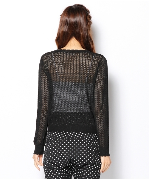 one after another NICE CLAUP（ワンアフターアナザーナイスクラップ）の「【ナイスクラップ】ｱｲﾚｯﾄｶｰﾃﾞｨｶﾞﾝ（カーディガン/ボレロ・レディース・オフホワイト/ナチュラル/ピンク系その他/パープル系その他/ブラック・FREE）」の11枚目の写真