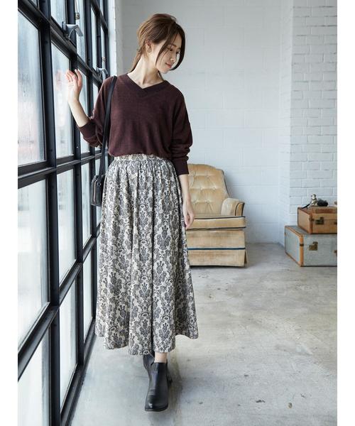 Green　Parks（グリーンパークス）の「ジャカートギャザーボリュームフレアスカート（スカート・レディース・ブラック/ベージュ/その他6・FREE）」の7枚目の写真