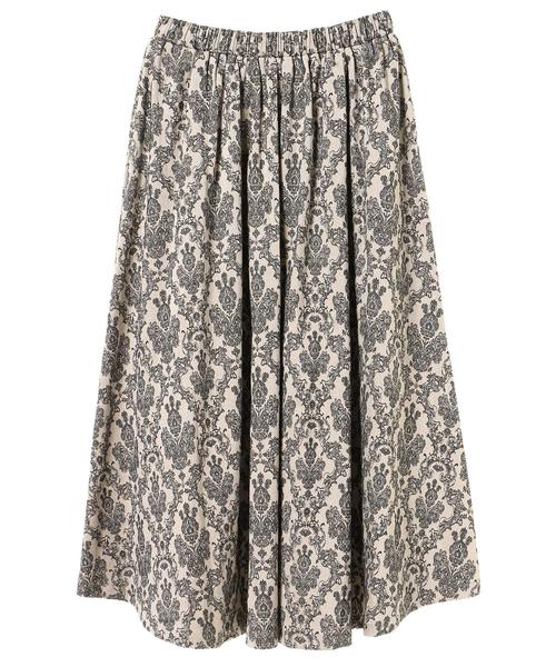 Green　Parks（グリーンパークス）の「ジャカートギャザーボリュームフレアスカート（スカート・レディース・ブラック/ベージュ/その他6・FREE）」の6枚目の写真