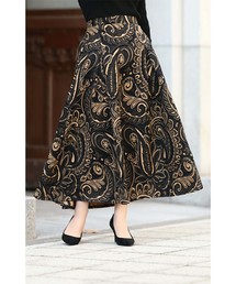 frenchオリジナル。大人シックに魅せるペイズリー柄 ロングスカート