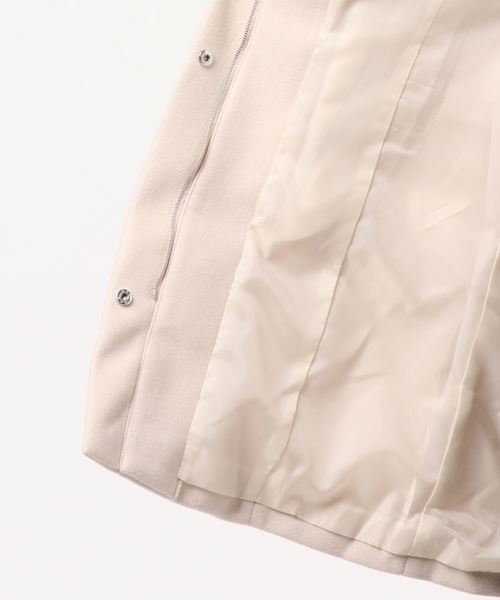 KOBE LETTUCE（コウベレタス）の「フード付き2wayミディアム丈ノーカラーコート＊レディース/アウター[K792]神戸レタス（ダウンジャケット/コート・レディース・ネイビー/グリーン系その他/ライトベージュ・FREE）」の9枚目の写真