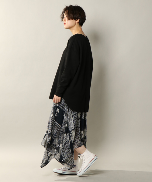 notch.（ノッチ）の「後ろホックルーズワッフルT（Tシャツ/カットソー・レディース・ブラック/ベージュ/オフホワイト・M）」の7枚目の写真