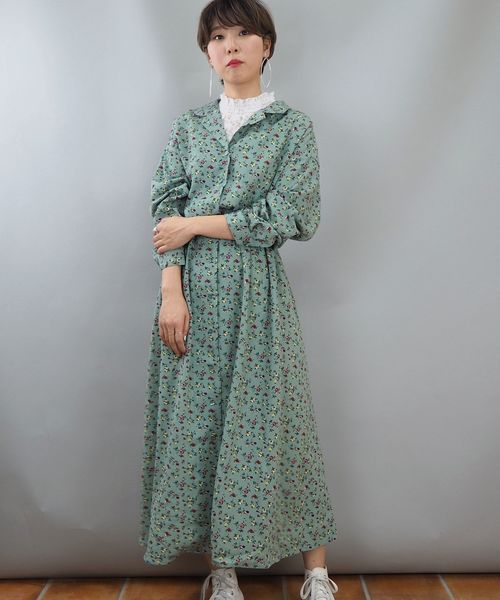 tiptop（ティップトップ）の「無地/小花開襟ワンピース（ワンピース・レディース・ブラック/カーキ/A/B/パープル/ブラウン/C・FREE）」の6枚目の写真