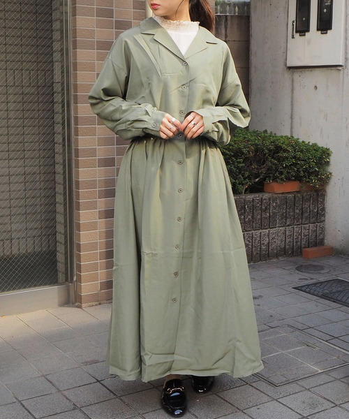 tiptop（ティップトップ）の「無地/小花開襟ワンピース（ワンピース・レディース・ブラック/カーキ/A/B/パープル/ブラウン/C・FREE）」の19枚目の写真