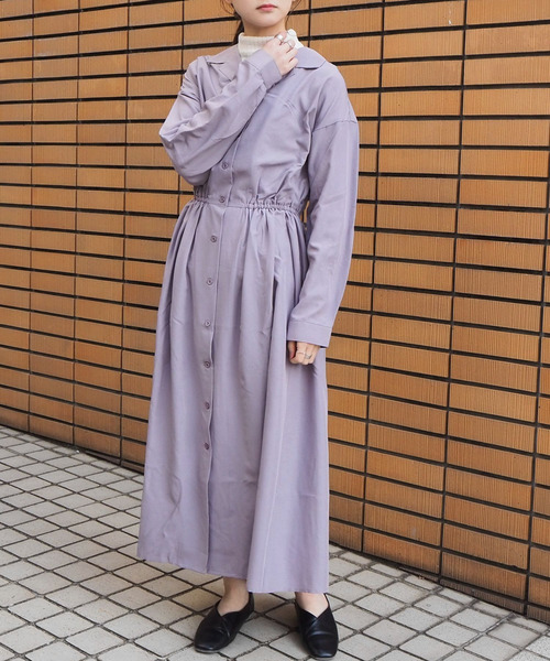 tiptop（ティップトップ）の「無地/小花開襟ワンピース（ワンピース・レディース・ブラック/カーキ/A/B/パープル/ブラウン/C・FREE）」の15枚目の写真