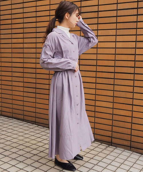 tiptop（ティップトップ）の「無地/小花開襟ワンピース（ワンピース・レディース・ブラック/カーキ/A/B/パープル/ブラウン/C・FREE）」の14枚目の写真