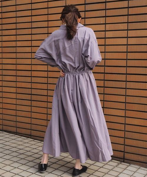 tiptop（ティップトップ）の「無地/小花開襟ワンピース（ワンピース・レディース・ブラック/カーキ/A/B/パープル/ブラウン/C・FREE）」の12枚目の写真