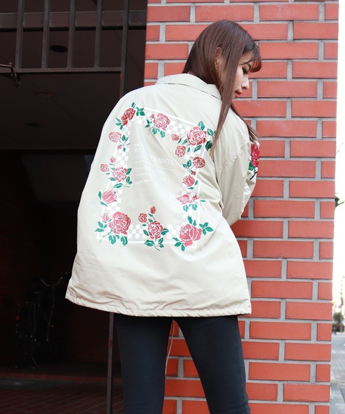 WESTSEA(ウエストシー)の「【WEB限定】バラ刺繍コーチジャケット(シャツジャケット)(ナイロンジャケット)」|ベージュ