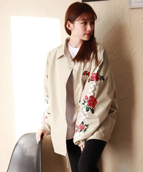 WESTSEA(ウエストシー)の「【WEB限定】バラ刺繍コーチジャケット(シャツジャケット)(ナイロンジャケット)」|ベージュ系その他