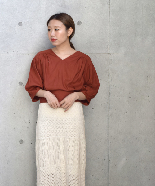 w closet（ダブルクローゼット）の「パネル柄透かし編みロングスカート（スカート・レディース・ホワイト/オレンジ系その他/ライトベージュ・FREE）」の15枚目の写真