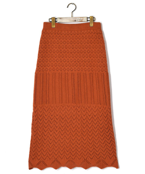 w closet（ダブルクローゼット）の「パネル柄透かし編みロングスカート（スカート・レディース・ホワイト/オレンジ系その他/ライトベージュ・FREE）」の20枚目の写真