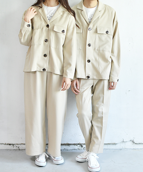 PairPair（ペアペア）の「両胸ポケットとろみゆるジャケット/セットアップ可（テーラードジャケット・メンズ・ライトベージュ・FREE）」の12枚目の写真