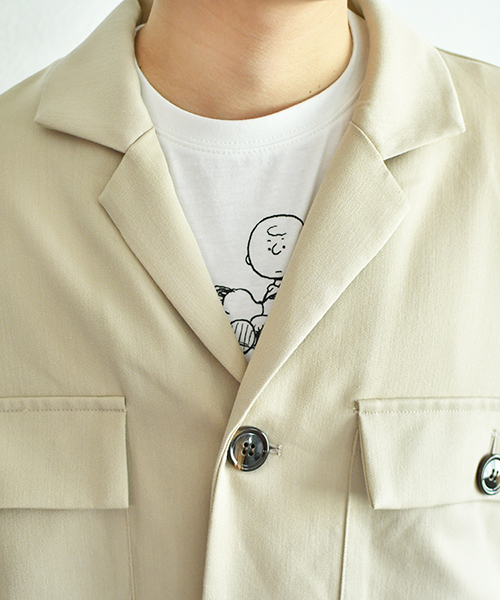 PairPair（ペアペア）の「両胸ポケットとろみゆるジャケット/セットアップ可（テーラードジャケット・メンズ・ライトベージュ・FREE）」の5枚目の写真