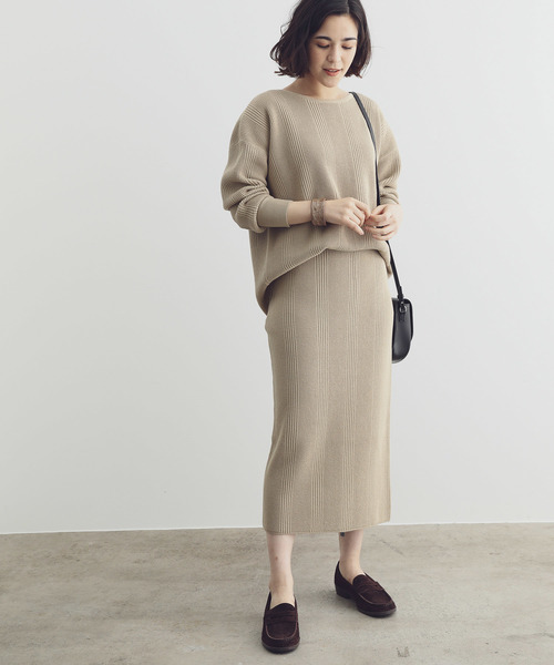 SALON adam et rope'(サロン アダム エ ロペ)の「【セットアップ対応】MIXワッフルプルオーバー(Tシャツ/カットソー・レディース・オフホワイト/グリーン/ベージュ・FREE)」の11枚目の写真