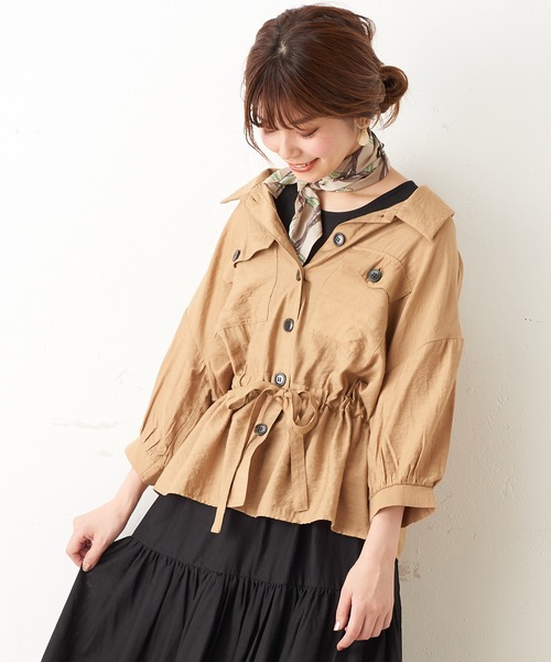 natural couture（ナチュラルクチュール）の「ドロストサファリシャツ（シャツ/ブラウス・レディース・ベージュ/オフホワイト/レンガ・FREE）」の12枚目の写真