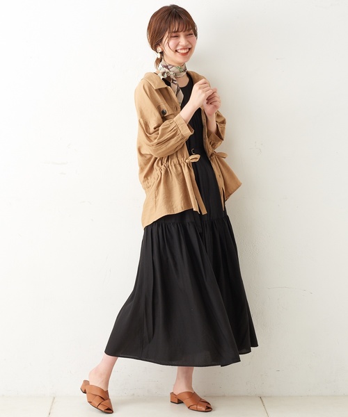 natural couture（ナチュラルクチュール）の「ドロストサファリシャツ（シャツ/ブラウス・レディース・ベージュ/オフホワイト/レンガ・FREE）」の10枚目の写真