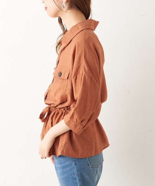 natural couture（ナチュラルクチュール）の「ドロストサファリシャツ（シャツ/ブラウス・レディース・ベージュ/オフホワイト/レンガ・FREE）」の22枚目の写真