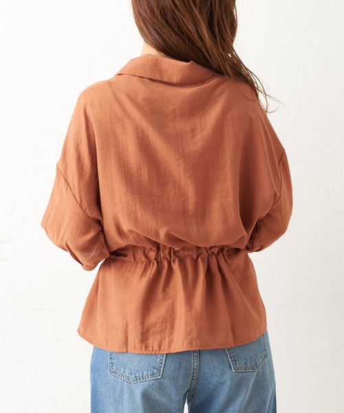 natural couture（ナチュラルクチュール）の「ドロストサファリシャツ（シャツ/ブラウス・レディース・ベージュ/オフホワイト/レンガ・FREE）」の11枚目の写真