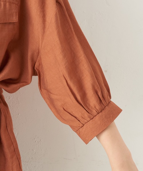 natural couture（ナチュラルクチュール）の「ドロストサファリシャツ（シャツ/ブラウス・レディース・ベージュ/オフホワイト/レンガ・FREE）」の9枚目の写真