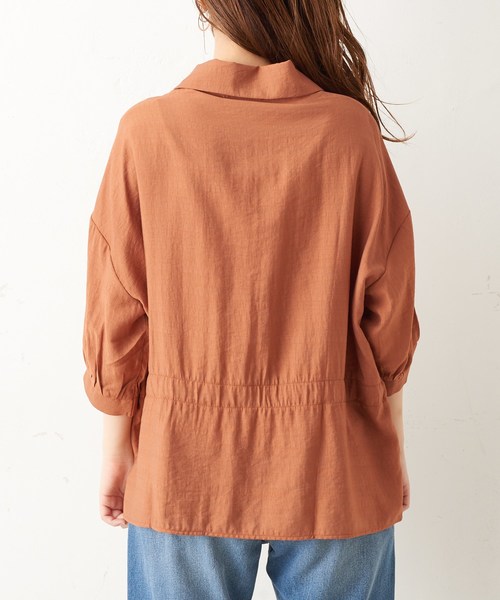 natural couture（ナチュラルクチュール）の「ドロストサファリシャツ（シャツ/ブラウス・レディース・ベージュ/オフホワイト/レンガ・FREE）」の14枚目の写真