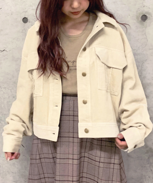 apres jour mignon（アプレジュールミニョン）の「コーデュロイポケットブルゾン【ZOZOTOWN限定アイテム】（ブルゾン・レディース・ダークブラウン/ベージュ/アイボリー・フリー）」の8枚目の写真