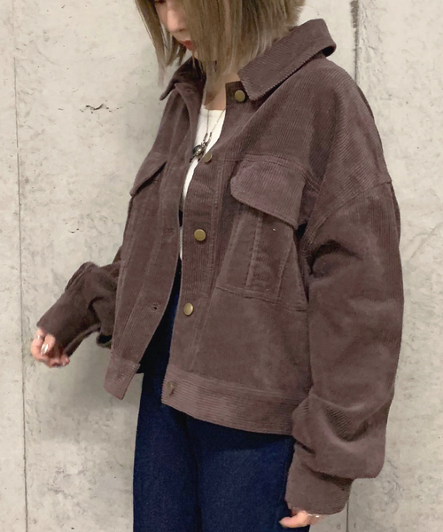 apres jour mignon（アプレジュールミニョン）の「コーデュロイポケットブルゾン【ZOZOTOWN限定アイテム】（ブルゾン・レディース・ダークブラウン/ベージュ/アイボリー・フリー）」の5枚目の写真