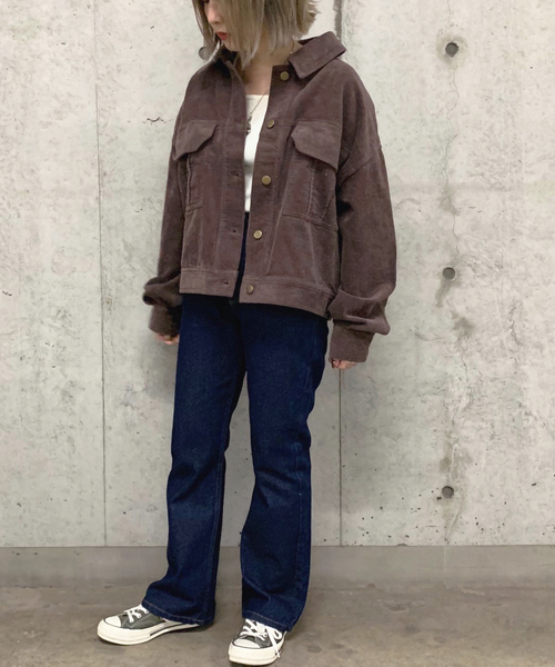 apres jour mignon（アプレジュールミニョン）の「コーデュロイポケットブルゾン【ZOZOTOWN限定アイテム】（ブルゾン・レディース・ダークブラウン/ベージュ/アイボリー・フリー）」の6枚目の写真