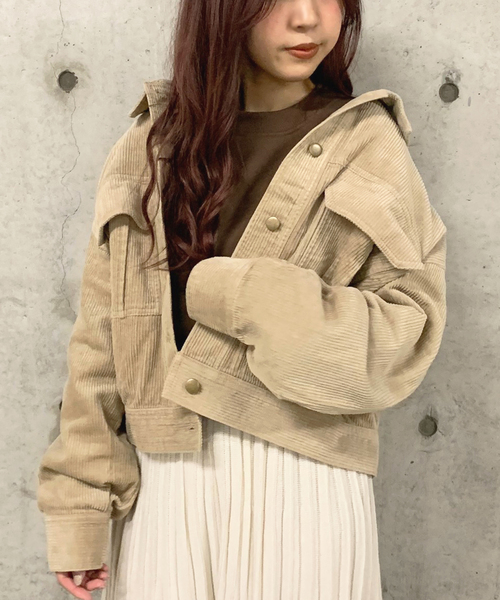 apres jour mignon（アプレジュールミニョン）の「コーデュロイポケットブルゾン【ZOZOTOWN限定アイテム】（ブルゾン・レディース・ダークブラウン/ベージュ/アイボリー・フリー）」の16枚目の写真