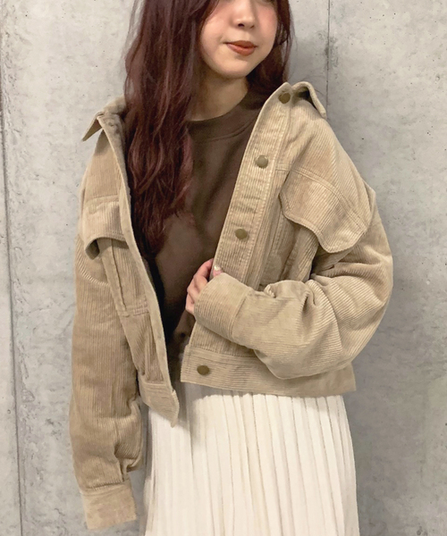 apres jour mignon（アプレジュールミニョン）の「コーデュロイポケットブルゾン【ZOZOTOWN限定アイテム】（ブルゾン・レディース・ダークブラウン/ベージュ/アイボリー・フリー）」の11枚目の写真