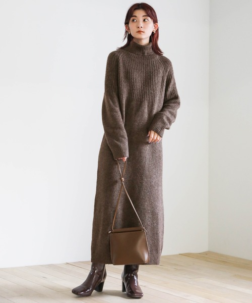 select MOCA（セレクトモカ）の「breast rib Knit one-piece（ワンピース・レディース・ブラウン/ベージュ・FREE）」の2枚目の写真