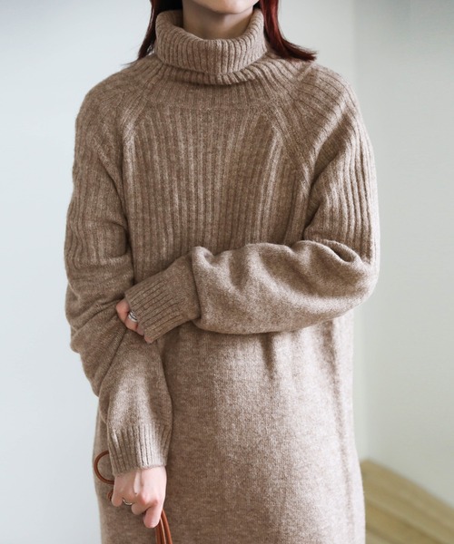 select MOCA（セレクトモカ）の「breast rib Knit one-piece（ワンピース・レディース・ブラウン/ベージュ・FREE）」の8枚目の写真