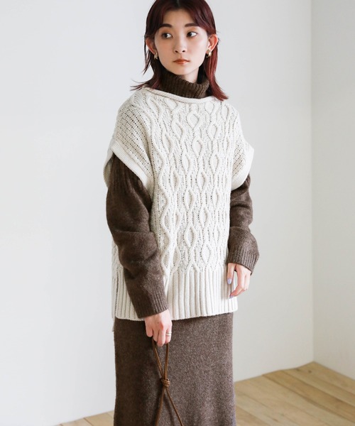select MOCA（セレクトモカ）の「breast rib Knit one-piece（ワンピース・レディース・ブラウン/ベージュ・FREE）」の22枚目の写真