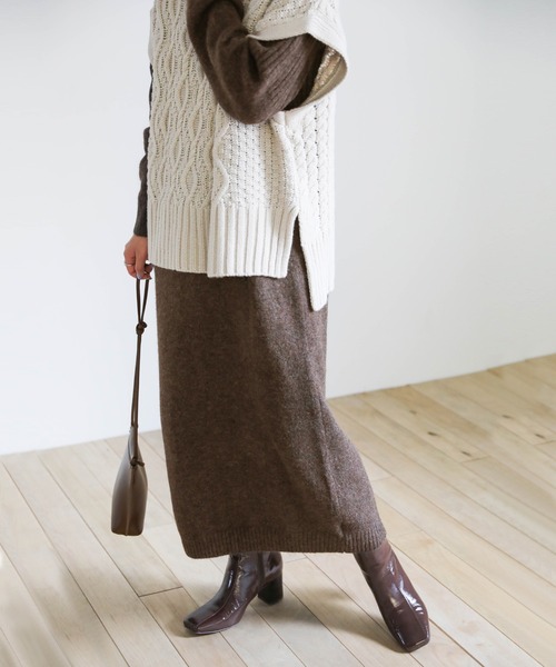 select MOCA（セレクトモカ）の「breast rib Knit one-piece（ワンピース・レディース・ブラウン/ベージュ・FREE）」の3枚目の写真