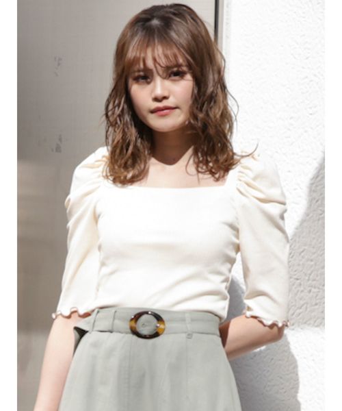 dazzlin（ダズリン）の「バックリボンパワショル5分袖トップス（Tシャツ/カットソー・レディース・ブルー/ミント/ブラック/オフホワイト/ブラウン/モカ/ネイビー・FREE）」の2枚目の写真