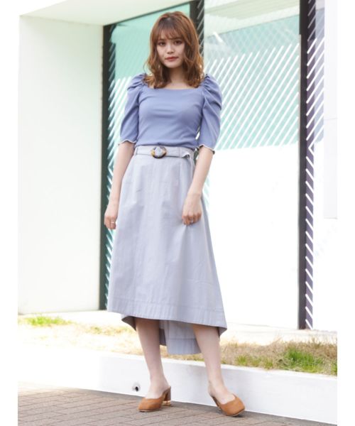 dazzlin（ダズリン）の「バックリボンパワショル5分袖トップス（Tシャツ/カットソー・レディース・ブルー/ミント/ブラック/オフホワイト/ブラウン/モカ/ネイビー・FREE）」の8枚目の写真