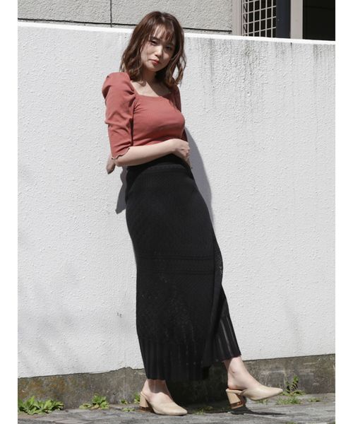 dazzlin（ダズリン）の「バックリボンパワショル5分袖トップス（Tシャツ/カットソー・レディース・ブルー/ミント/ブラック/オフホワイト/ブラウン/モカ/ネイビー・FREE）」の13枚目の写真