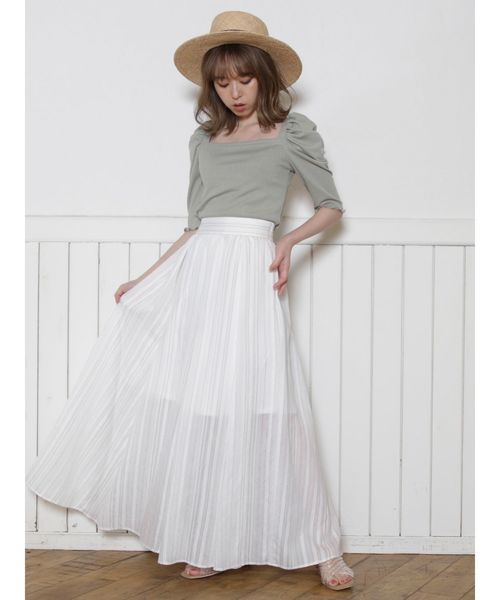 dazzlin（ダズリン）の「バックリボンパワショル5分袖トップス（Tシャツ/カットソー・レディース・ブルー/ミント/ブラック/オフホワイト/ブラウン/モカ/ネイビー・FREE）」の14枚目の写真